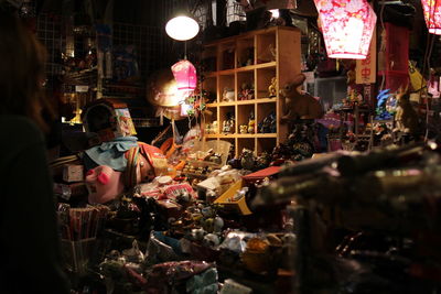 Market stall at night