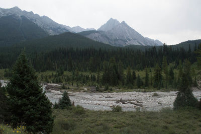 Scenic view of mountains against clear sky