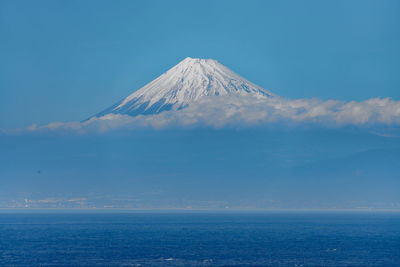 Scenic view of sea against blue sky