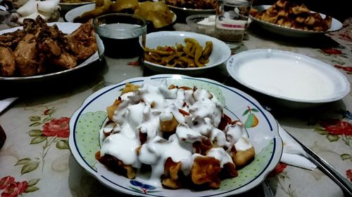 Close-up of food served in plate