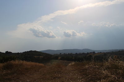 Scenic view of landscape against cloudy sky