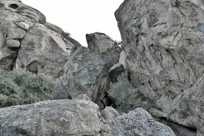 Low angle view of rock formations