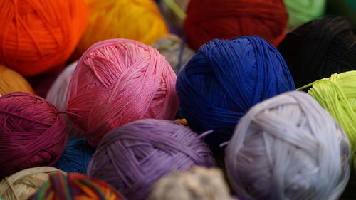 Full frame shot of multi colored woolen balls