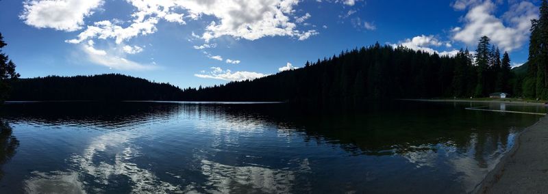 Reflection of trees in calm lake