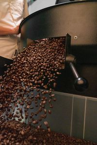 High angle view of coffee beans