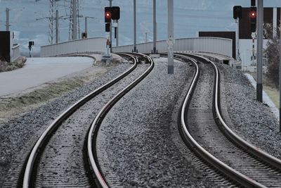 Railroad tracks in city