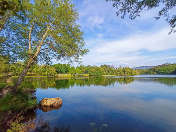 Scenic view of lake against sky