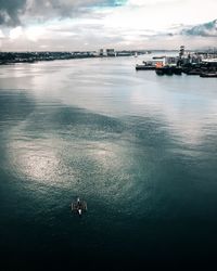 High angle view of sea against sky