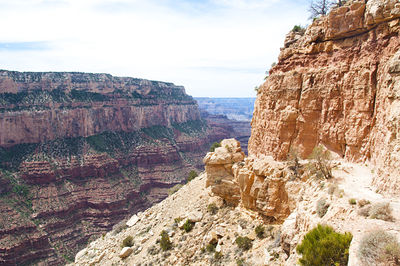 Scenic view of rock formations against sky