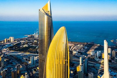 High angle view of buildings in city