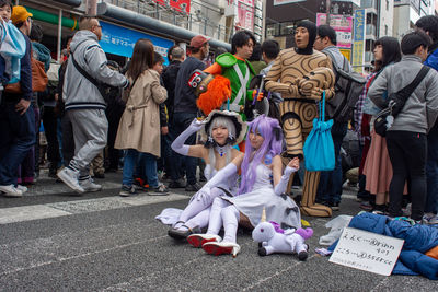 People on street in city