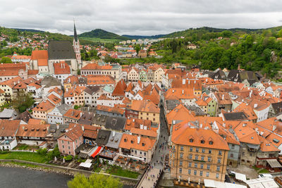 High angle view of townscape against sky