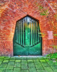 Closed door of old building