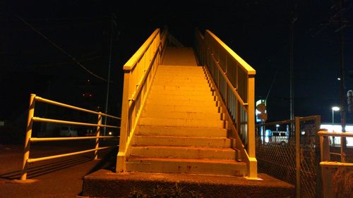 View of stairs at night