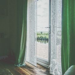 Scenic view of home seen through window