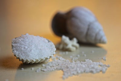 Close-up of ice cream on table