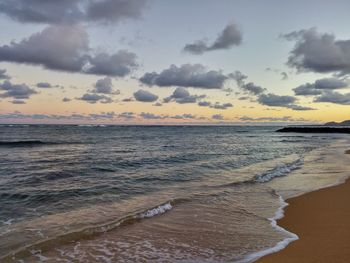 Scenic view of sea against sky during sunset