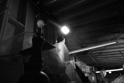 Low angle view of illuminated lamp