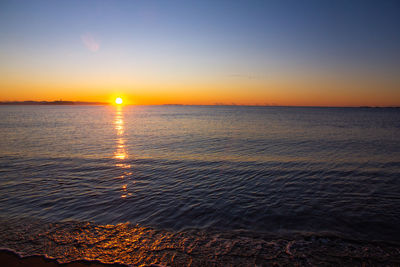 Scenic view of sea against sky during sunset