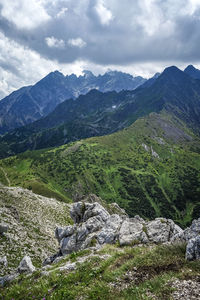 Scenic view of mountains against sky