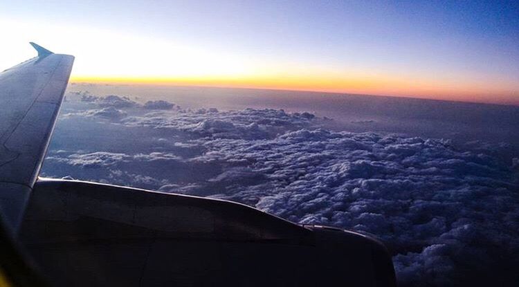 airplane, sunset, aerial view, cloud - sky, air vehicle, sky, nature, travel, transportation, no people, flying, outdoors, aircraft wing, scenics, beauty in nature, mountain, aerospace industry, day