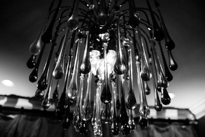 Low angle view of illuminated chandelier