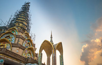 Low angle view of temple building against sky