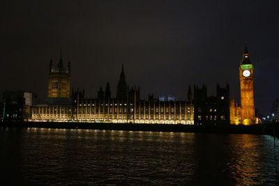 View of illuminated city at night