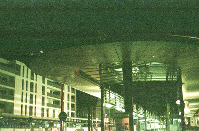 Low angle view of illuminated building at night