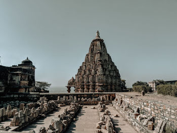 Old temple building against clear sky