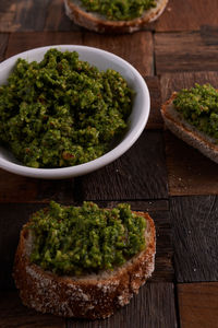 Pesto with cilantro and nuts.