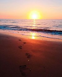 Scenic view of sea at sunset