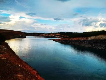 Scenic view of lake against sky