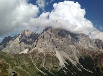 Scenic view of majestic mountains against sky