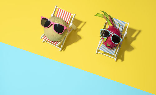 High angle view of sunglasses on table