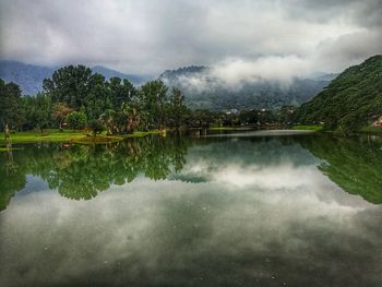 Scenic view of lake against sky