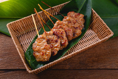 High angle view of food on table