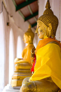 Rear view of woman in temple