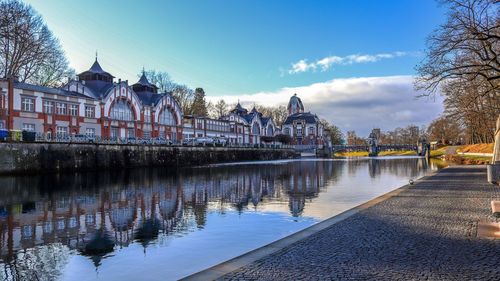 Reflection of buildings in water