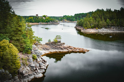 Scenic view of lake against sky