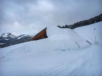 Snow covered mountain against sky