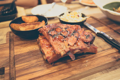 High angle view of food on table