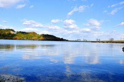 Scenic view of lake against sky