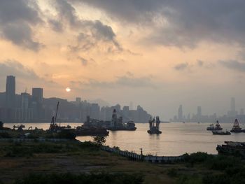 Scenic view of sea against sky during sunset