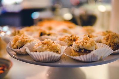 Close-up of cake in plate on table