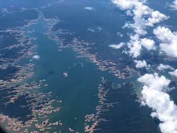 High angle view of sea against sky