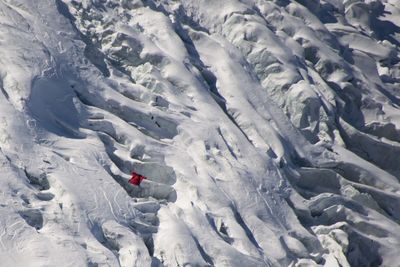 High angle view of snowcapped mountains