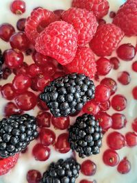 High angle view of strawberries