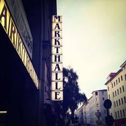 Low angle view of information sign