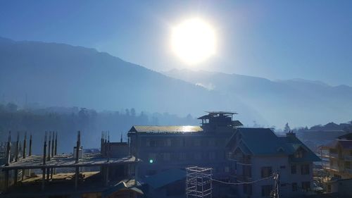 Panoramic view of mountains against clear sky